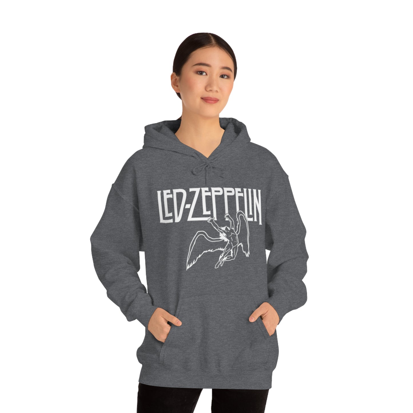 Led Zeppelin, Swan Song on the Front with Band Symbols on the Back Hoodie