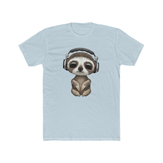 Cute Baby Sloth with Headphones Tee